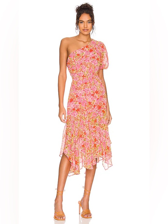Astr Dresses & Skirts - ASTR The Label One Shoulder Santorini Dress in Pink Multi Floral.